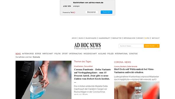 Ad hoc naujienos (ad-hoc-news.de)
