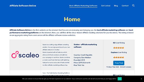 Партнерское программное обеспечение онлайн (affiliatesoftwareonline.com)