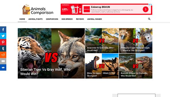 Gyvūnų palyginimas (animalscomparison.com)