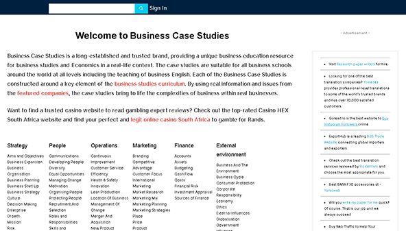 Liiketoiminnan tapaustutkimukset (businesscasestudies.co.uk)