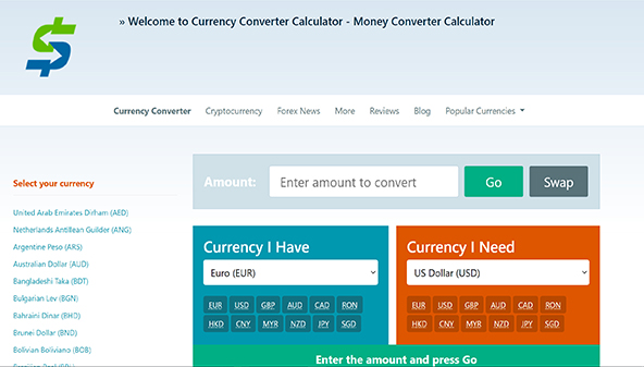 Valiutos konverterio skaičiuoklė (currency-converter-calculator.com)